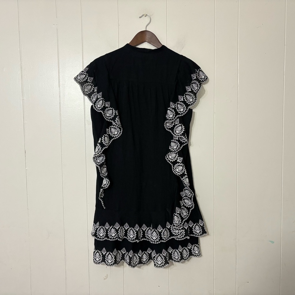 Derek Lam 10 Crosby Kalia Cascade Embroidered Ruffle Mini Dress Black 4 - Picture 6 of 9